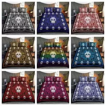 Футболка Tmarc с сахарным черепом и радужным узором, чехол для постельного белья премиум-класса, домашнее постельное белье Single 135x200cm