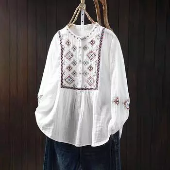 Футболка, топы, женская хлопковая блузка, свободная, удобная, эластичная, с длинным рукавом, однотонная, с круглым вырезом, свободные топы XXXL белый