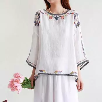 Футболка, топы, женская хлопковая блузка, свободная, удобная, эластичная, с длинным рукавом, однотонная, с круглым вырезом, свободные топы One Size бежевый