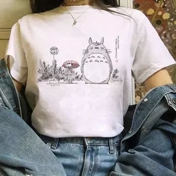 Футболка Totoro Studio Ghibli Harajuku Kawaii Футболки женские Ullzang Футболки женские S