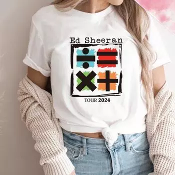 Футболка Tour, женская футболка для занятий математикой, концертом и графикой, уличная одежда, топы, подарок для любителей Ed Sheeran, модные топы Y2k S белый