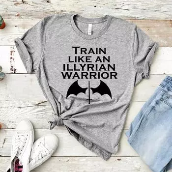 Футболка Train Like An Illyrian Warrior, футболка ACOTAR Bookish Gift, футболка SJM Acotar, женская футболка с коротким рукавом, повседневные топы, футболка S
