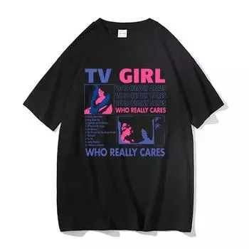 Футболка Trend Tv Girl Lovers Rock Song Print для мужчин и женщин, хлопковая хип-хоп футболка большого размера с коротким рукавом, уличная одежда, топы, футболка L белый