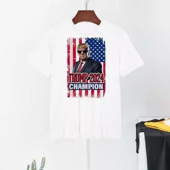 Футболка Trump Election 3D с принтом президента Флаг Cool Индивидуальный Большой размер Круглый вырез Короткая XS чёрный