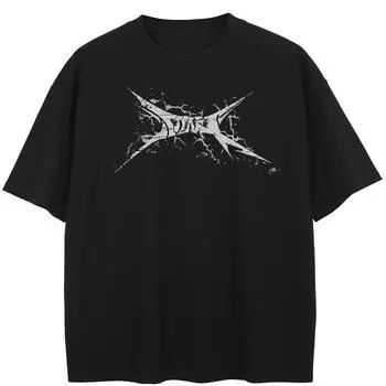 Футболка уличная хлопковая унисекс топы футболки летние футболки с короткими рукавами M чёрный