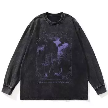 Футболка уличная Magic Castle Graphic Washed Black Футболка унисекс из хлопка большого размера с длинными рукавами S чёрный