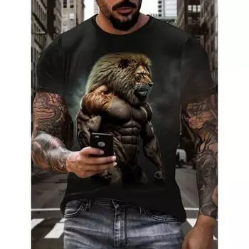 Футболка уличная мужская летняя повседневная модная свободная спортивная футболка с коротким рукавом с 3D-принтом S