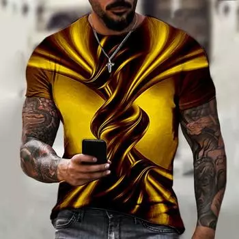 Футболка уличная мужская модная футболка с 3D-принтом оригинальная летняя повседневная футболка с коротким рукавом и круглым вырезом спортивная свободная футболка S