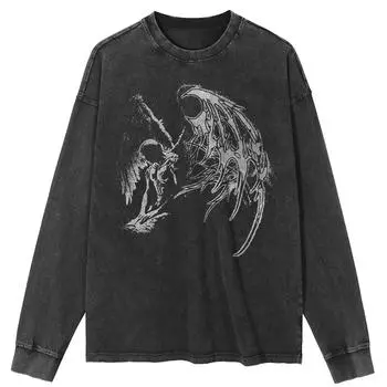 Футболка уличная римская классическая с рисунком, черная, стираная, хлопковая, унисекс, топы, футболки, большие размеры, длинная футболка S чёрный