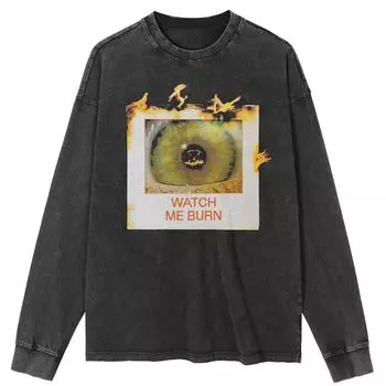 Футболка уличная с принтом Big Eye Graphic Washed Black, хлопковая, унисекс, топы, футболки, футболки больших размеров, длинная футболка S чёрный