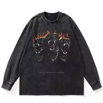 Футболка уличная с принтом Watch Dog, черная, стираная, хлопковая, унисекс, большого размера, с длинными рукавами S чёрный