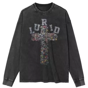 Футболка уличная с рисунком креста, черная, стираная, хлопковая, унисекс, топы, футболки, большие размеры, длинная футболка S чёрный