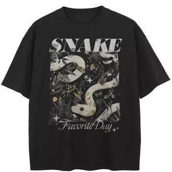 Футболка уличная с рисунком змеи, хлопковая, унисекс, топы, футболки, летняя футболка с короткими рукавами M чёрный