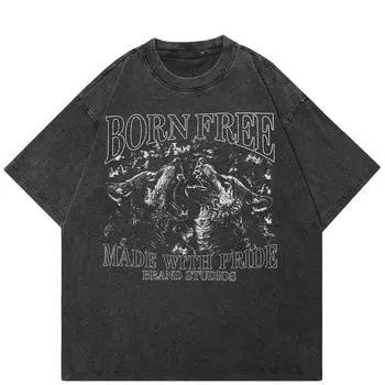 Футболка уличная Watchdog Graphic Washed Black, хлопковая, унисекс, топы, футболки, летняя, с короткими рукавами S чёрный