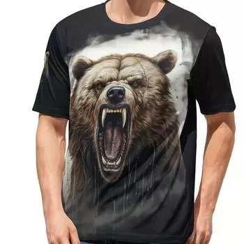 Футболка Ultimate Comfort Bear Graphic Tee для мужчин. Дышащая, прочная, эластичная, идеально подходит для всех сезонов. S