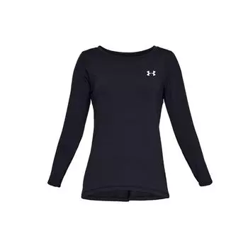 Футболка Under Armour HeatGear® Logo Casual Soft Training Breathable Sports с длинным рукавом для женщин, черная 1328966-001 XS