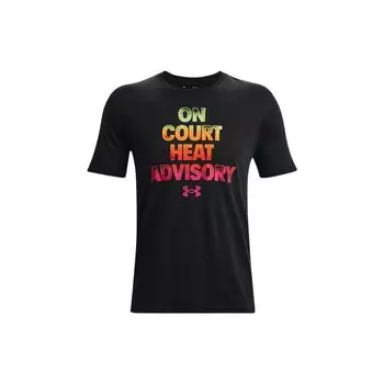 Футболка Under Armour Letter Print Crew Neck с коротким рукавом, мужские топы, черная 1370234-001 S