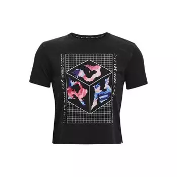 Футболка Under Armour Run Anywhere с логотипом и круглым вырезом, короткими рукавами, женские топы, черный цвет 1373449-001 XS