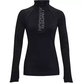 Футболка Under Armour Solid Color 1/2 Zip Training Sports Printed Fitted с рукавами реглан, женские топы, черный 1365782-001 M
