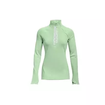 Футболка Under Armour Solid Color 1/2 Zip Training Sports Printed Fitted с рукавами реглан, женские топы, зеленая 1365782-335 S