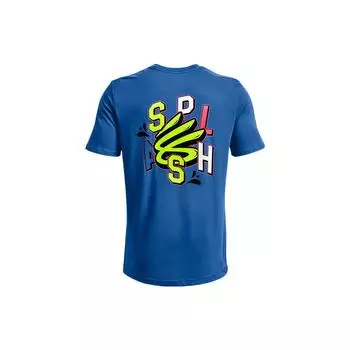 Футболка Under Armour Splash с мультяшным буквенным принтом, круглым вырезом и короткими рукавами, мужские топы, кибер-синий 1376803-481 L