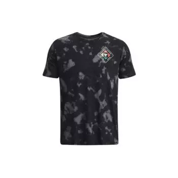 Футболка Under Armour SS23 со сплошным принтом и круглым вырезом, мужские топы, черные 1377928-001 M
