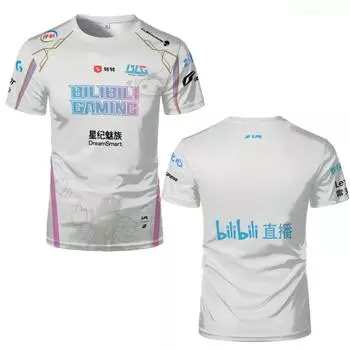 Футболка униформы League Of Legends BLG 2024 года Футболки для киберспорта Футболки для болельщиков LPL Футболки с поддержкой киберспорта Унисекс с коротким рукавом Футболка S