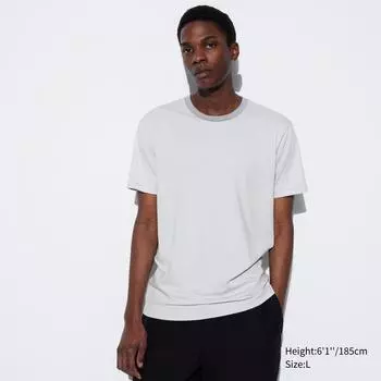 Футболка UNIQLO Airism с круглым вырезом в хлопковую полоску (короткий рукав)