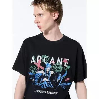 Футболка Uniqlo Arcane UT с графическим принтом, короткий рукав A 09 BLACK/UNISEX XS