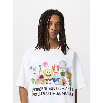 Футболка Uniqlo CacTus X Spongebob UT с графическим принтом, короткий рукав A 00 WHITE/UNISEX XS