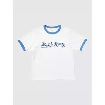 Футболка Uniqlo Disney с принтом UT в синем цвете, с коротким рукавом A 00 WHITE/WOMEN XS