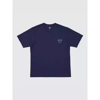 Футболка Uniqlo Disney с принтом UT в синем цвете, с коротким рукавом A 68 BLUE/MEN XS