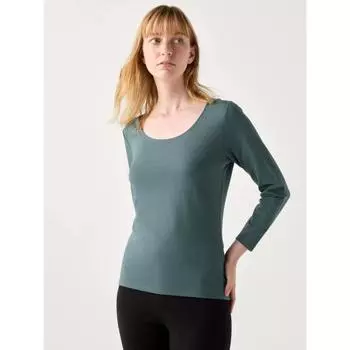 Футболка Uniqlo HeatTech из хлопка с U-образным вырезом, 8 частей, очень теплая 54 GREEN/WOMEN M