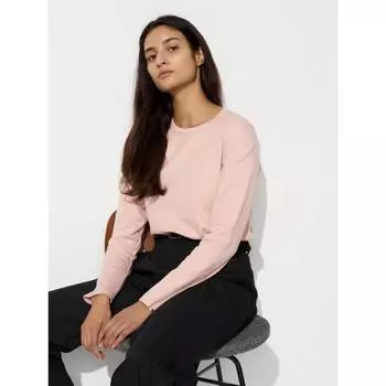 Футболка Uniqlo из гладкого эластичного хлопка с круглым вырезом и длинным рукавом 12 PINK/WOMEN S