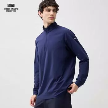 Uniqlo Japan Dry Exuv Cut Half Zip Tee Long Sleeve 67 BLUE/XS