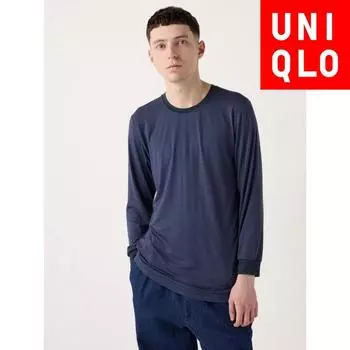 Футболка Uniqlo Japan HeaTTech с круглым вырезом и рукавом 9 мин. 09 BLACK/XS