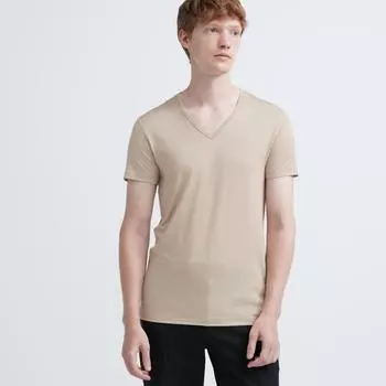 Футболка Uniqlo Japan HeatTech с V-образным вырезом и коротким рукавом 00 WHITE/XS