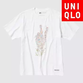 Футболка Uniqlo Japan Peace For All с коротким рукавом, стандартный крой JW Anderson 00 WHITE/XS