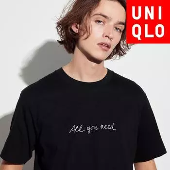 Футболка Uniqlo Japan Peace For All с коротким рукавом и графическим принтом, стандартный крой Herzog De Meuron 09 BLACK/XS