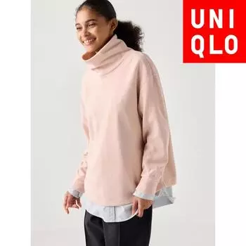 Футболка Uniqlo Japan SofT KniT из флиса с высокой горловиной 06 GRAY/XS