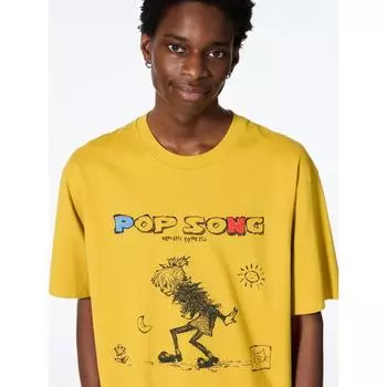 Футболка Uniqlo Kenshi Yonezu с рисунком и короткими рукавами, поп-песня 45 YELLOW/UNISEX XS