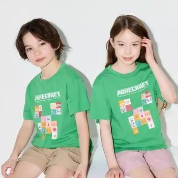 Футболка UNIQLO KIDS с рисунком Minecraft UT, короткий рукав