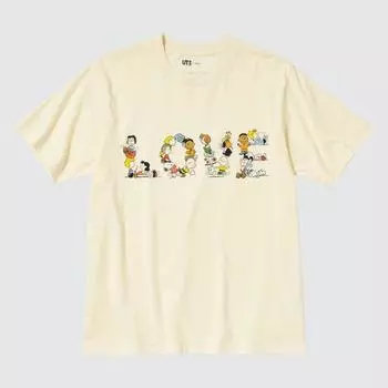 ФУТБОЛКА UNIQLO «Мир для всех» С КОРОТКИМ РУКАВОМ СТАНДАРТНОГО КОРОТКА «Арахис»