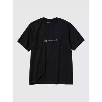 Футболка Uniqlo Peace For All с графическим принтом, с коротким рукавом, стандартный размер H Dem 09 BLACK/UNISEX XS