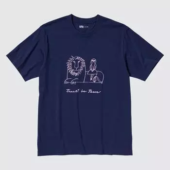 ФУТБОЛКА UNIQLO PEACE FOR ALL С КОРОТКИМ РУКАВОМ, ОБЫЧНОЙ КОРОТКИ, Lisa Larson