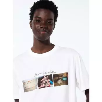 Футболка Uniqlo Peace For All с коротким рукавом и графическим принтом, стандартный крой, Magnum B 00 WHITE/UNISEX XS