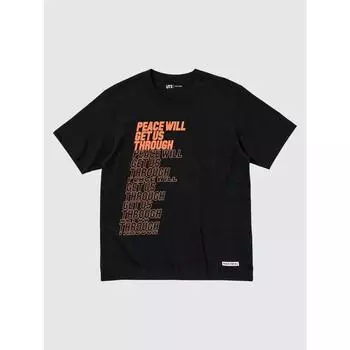 Футболка Uniqlo Peace For All с коротким рукавом и графическим принтом, стандартный крой Синго Куниеда 09 BLACK/UNISEX XS