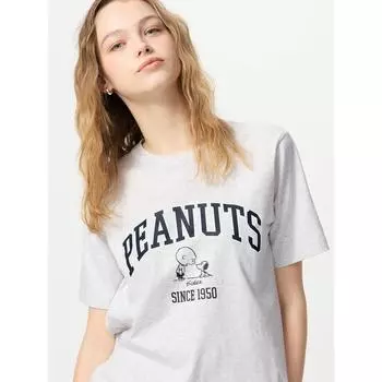 Футболка Uniqlo Peanuts UT с графическим принтом, короткий рукав A 03 GRAY/WOMEN XS