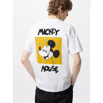 Футболка Uniqlo с рисунком Микки Мауса и коротким рукавом C 00 WHITE/UNISEX XS