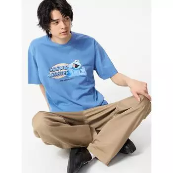 Футболка Uniqlo SESAME STREETS UT с коротким рукавом E 64 BLUE/UNISEX S